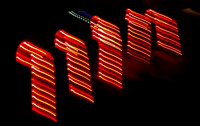 Smeared candy cane seasonal lights